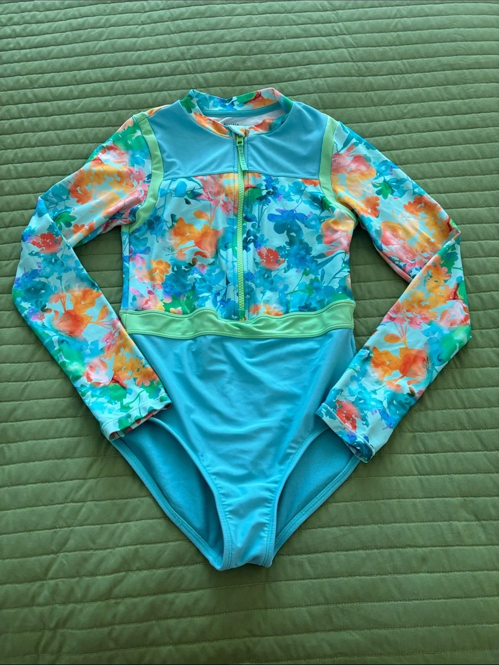 Athleta Girls Floral Long-Sleeve One-Piece Swimsuits Bundle